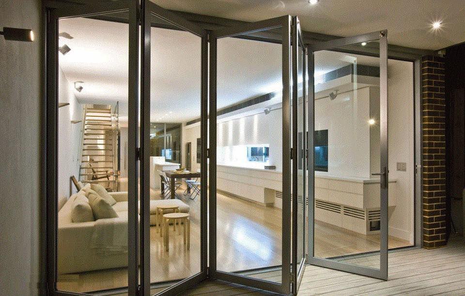 cửa xếp gập pmi - nhôm kính minh long