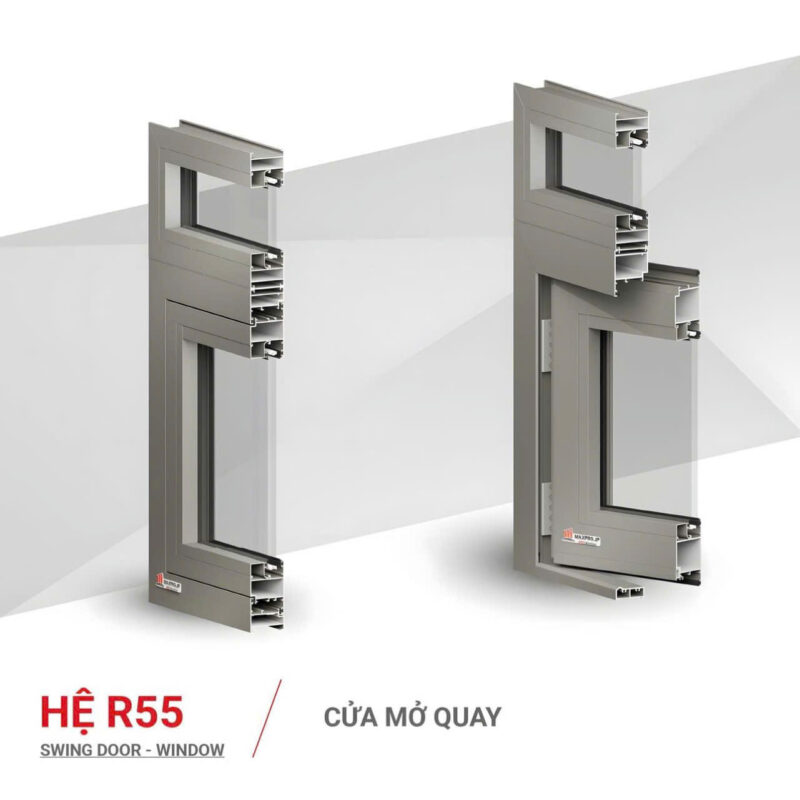 Cửa nhôm Maxpro hệ R55 – Cửa đi mở quay